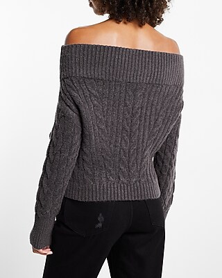 Off The Shoulder Cable Knit Sweater