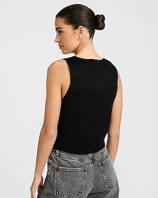 Crew Neck Novelty Button Cutaway Sweater Vest - thumbnail 7