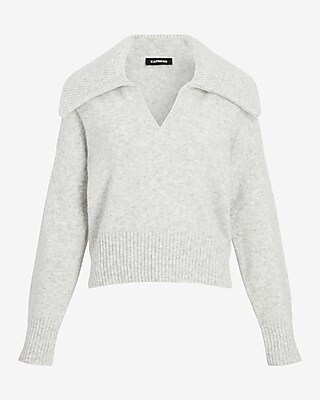 Collared V-neck Long Sleeve Sweater | Express