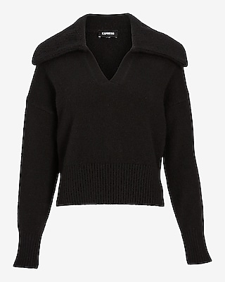 Collared V-Neck Long Sleeve Sweater