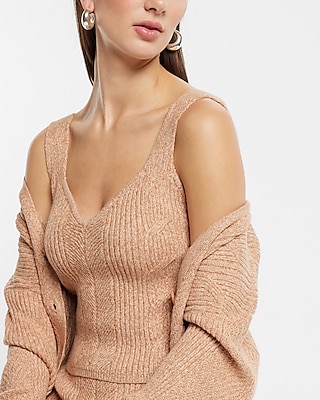 Cable Knit V-Neck Sweater Tank Women's