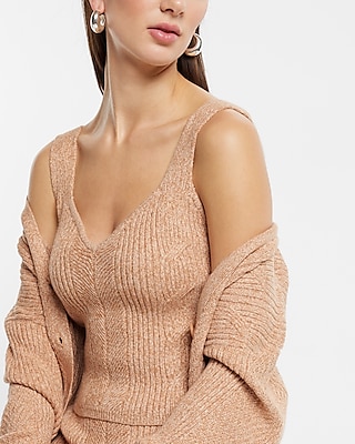 Cable Knit V-Neck Sweater Tank