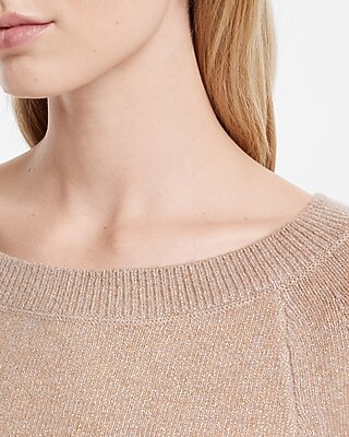 Metallic Bateau Neck Long Sleeve Sweater | Express