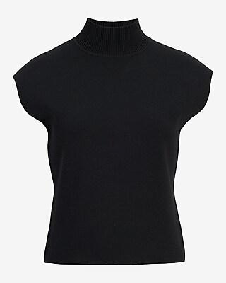 Body Contour Mock Neck Cap Sleeve Back Cutout Sweater