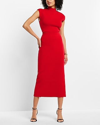 Body Contour Mock Neck Cap Sleeve Back Cutout Sweater