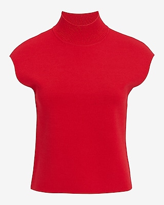 Body Contour Mock Neck Cap Sleeve Back Cutout Sweater