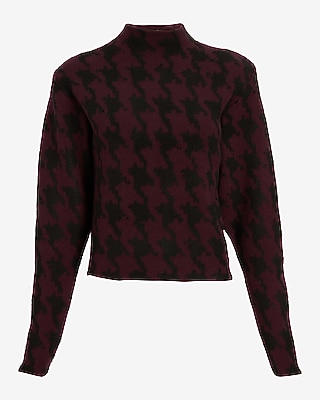 Houndstooth Mock Neck Padded Shoulder Sweater - image 5