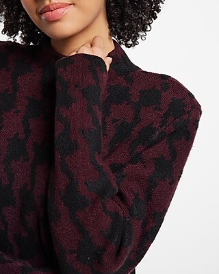 Houndstooth Mock Neck Padded Shoulder Sweater - image 3