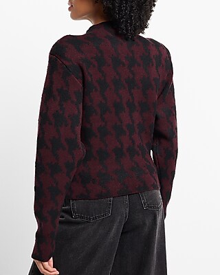 Houndstooth Mock Neck Padded Shoulder Sweater - image 4