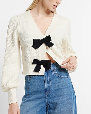 V-neck Bow Cardigan | Express