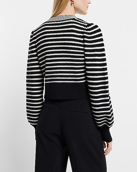 Ex Striped Bow Cardigan 9613133:stripe-blkwht:xl | Express Ex Striped Bow Cardigan 9613133:stripe-blkwht:xl | Express