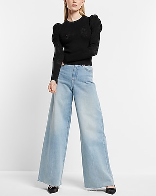 LACE STITCH PUFF SLV PO 9613140:PITCH BLACK:XS