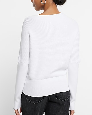 Asymmetrical V-Neck Long Sleeve Banded Bottom Sweater