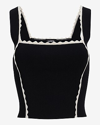 SCALLOP TIPPED SWEATER CROPPED TANK 9613166:PITCH BLACK:M