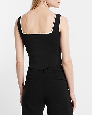SCALLOP TIPPED SWEATER CROPPED TANK 9613166:PITCH BLACK:M