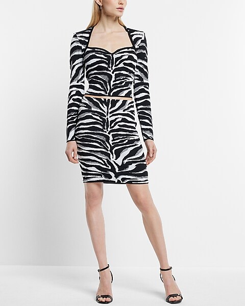 Zebra Printed Activewear Set with Padded One Shoulder Top and