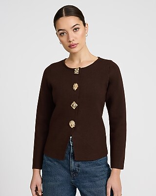 Novelty Button Cutaway Cardigan - image 5