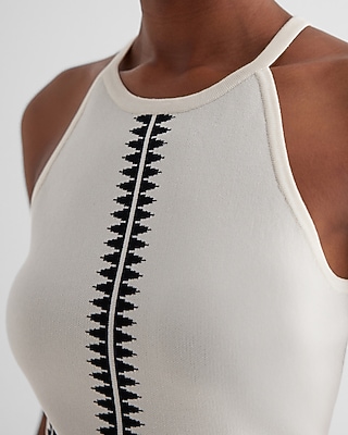 Printed Halter Neck Sweater Tank