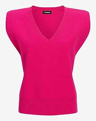 V-neck Padded Shoulder Sweater Vest Express