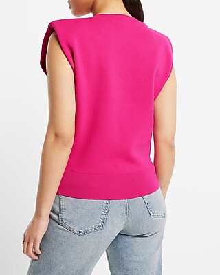 V-neck Padded Shoulder Sweater Vest Express