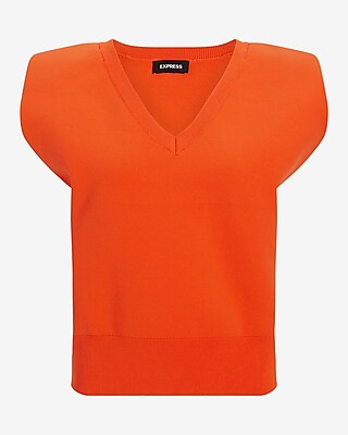 V-Neck Padded Shoulder Sweater Vest