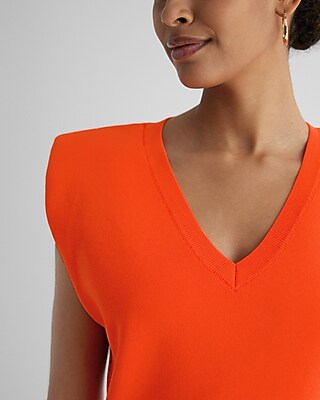 V-Neck Padded Shoulder Sweater Vest