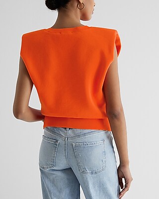 V-Neck Padded Shoulder Sweater Vest