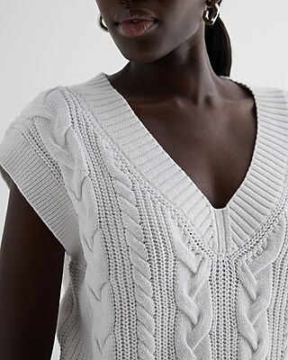 Cable Knit V-neck Sweater Vest | Express