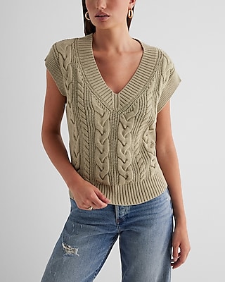 Cable Knit V-Neck Sweater Vest