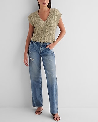 Cable Knit V-Neck Sweater Vest