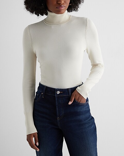 High-neck Blouse, Cut-out Mock Neck Top, Fitted Turtleneck Long