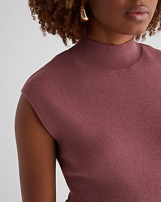 Mock Neck Cap Sleeve Sweater