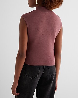 Mock Neck Cap Sleeve Sweater