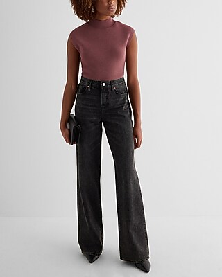 Mock Neck Cap Sleeve Sweater