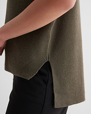 Ribbed V-Neck Short Sleeve Oversized Sweater - image 3
