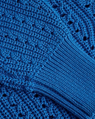 Open Stitch Double V-Neck Dolman Sleeve Sweater