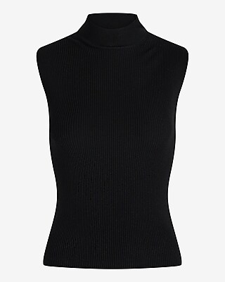 Silky Soft Fitted Ribbed Mock Neck Sweater Tank