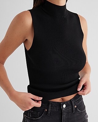 Silky Soft Fitted Ribbed Mock Neck Sweater Tank
