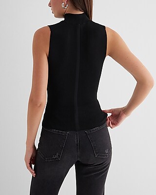 Silky Soft Fitted Ribbed Mock Neck Sweater Tank