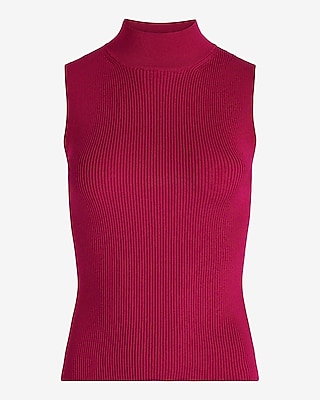 Silky Soft Fitted Ribbed Mock Neck Sweater Tank