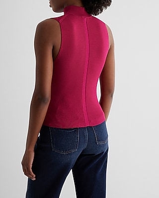 Silky Soft Fitted Ribbed Mock Neck Sweater Tank