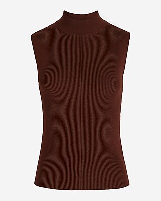 Silky Soft Fitted Ribbed Mock Neck Sweater Tank