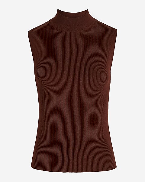 Seasonal Sophistication Rust Ribbed Mock Neck Sweater Tank Top