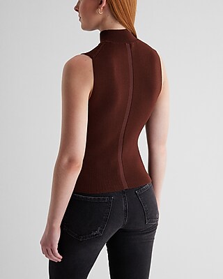 Silky Soft Fitted Ribbed Mock Neck Sweater Tank