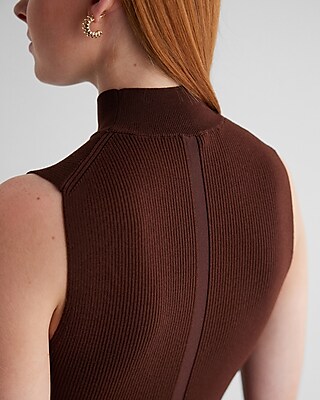 Silky Soft Fitted Ribbed Mock Neck Sweater Tank