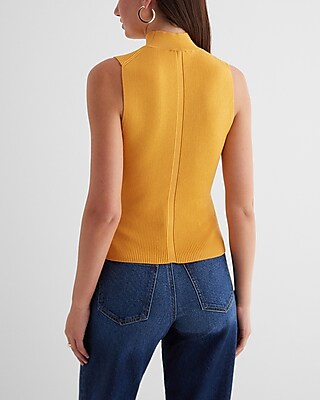 Silky Soft Fitted Ribbed Mock Neck Sweater Tank