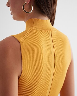 Silky Soft Fitted Ribbed Mock Neck Sweater Tank