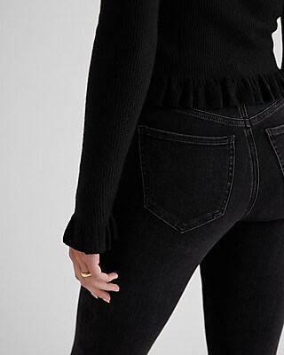 Fitted Ribbed Off The Shoulder Ruffle Sweater - image 4