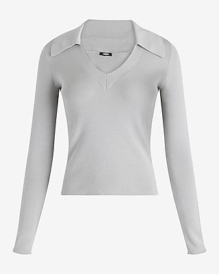 Silky Soft Fitted V-Neck Polo Sweater