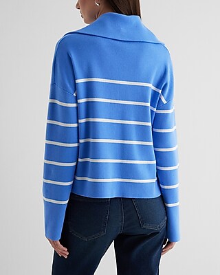 Relaxed Striped V-Neck Polo Sweater